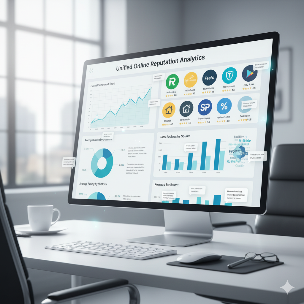analytics dashboard showing multiple review platforms and performance charts rankivo’s comprehensive reputation analysis system