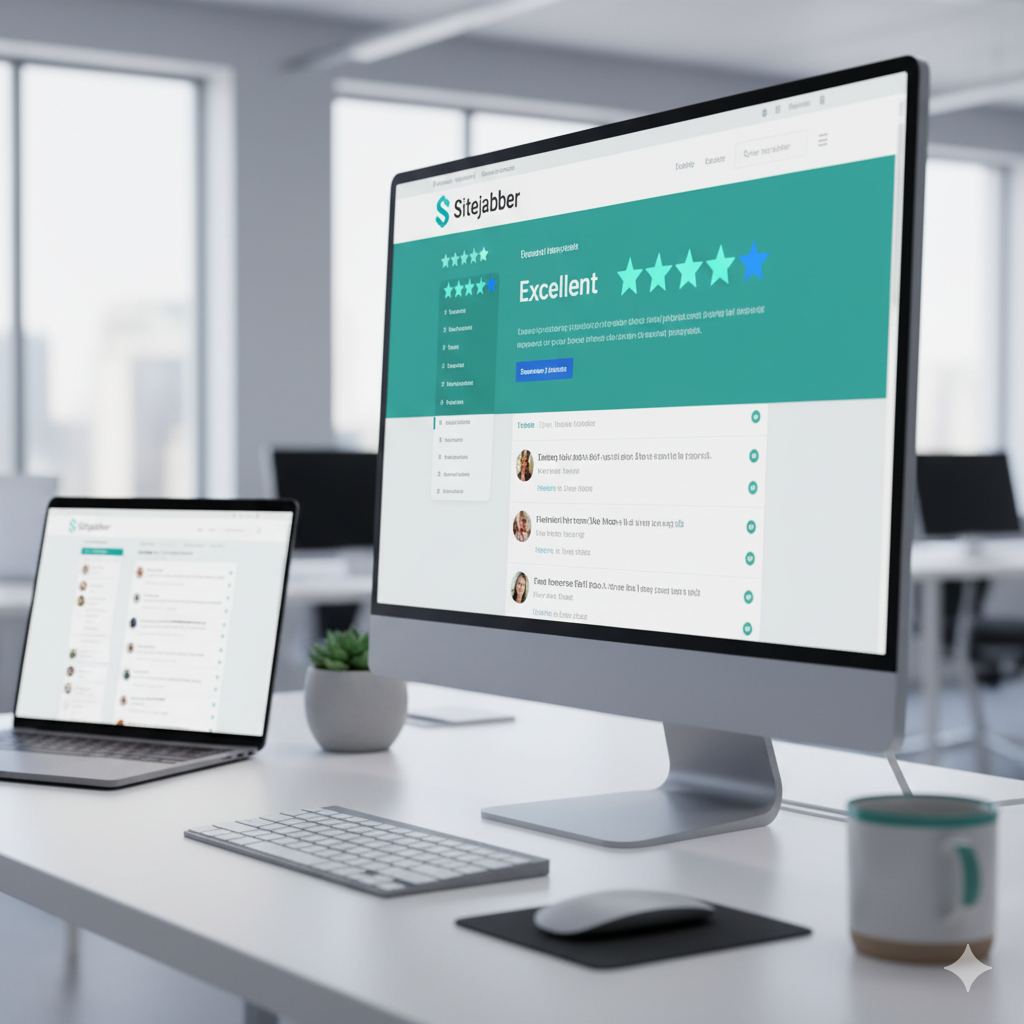 marketer analyzing sitejabber customer ratings